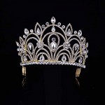 OKMIJN New Crystal Big Drip Tiara Crown Pageant Prom Wedding Headband Bridal Head Tiaras Hair Jewelry