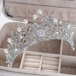 OKMIJN New Pearl Bride Wedding Crown Hair Accessories Women Fashion Handmade Crystal Headdress Water Drill Hoop