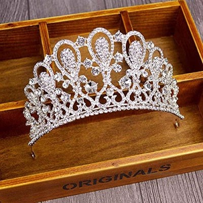 OKMIJN New Silver Bridal Tiaras Crowns Crystal Rhinestone Headdress Pageant Bridal Wedding Accessories Wedding Headpiece Tiara