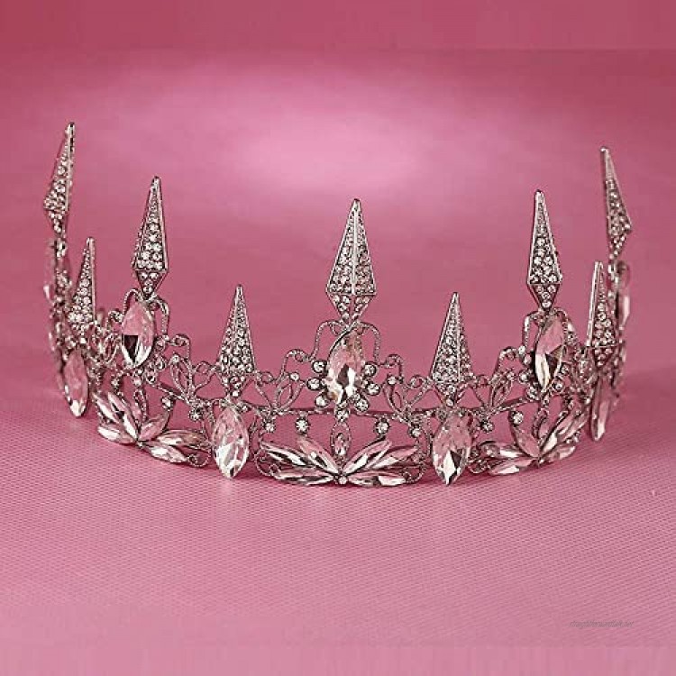 OKMIJN New Silver Color Crystal Crown Tiara For Wedding Rhinestone Tiara Bridal Headdress Hair Jewelry Head Accessories