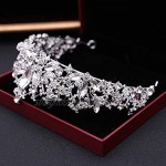 OKMIJN New Silver Crystal Crown Handmade Crystal Bride Crown Rhinestone Wedding Diadem Wedding Hair Accessories