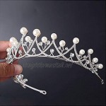 OKMIJN Pearl Wedding Silver Tiara For Women Crystal Rhinestones Crown