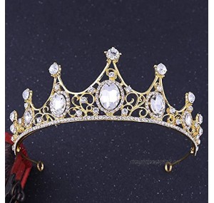 OKMIJN Retro Multicolor Crystal Crown Fashion Handmade Bridal Wedding Head Ornament Rhinestone Hair Accessories