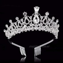 OKMIJN Silver Tiara Crown Crystal Rhinestones Exquisite Headband Comb Wedding Bridal Birthday Tiaras