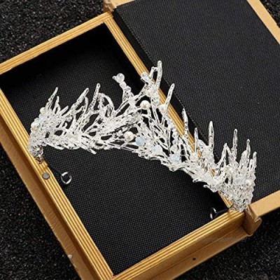 OKMIJN Trendy Handmade Rhinestone Bridal Crown Tiaras Silver Crystal Diadem Tiaras For Bride Headderss Wedding Hair Accessories