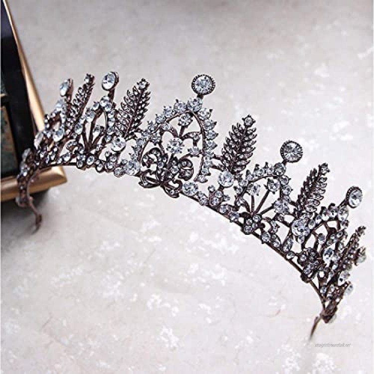 OKMIJN Vintage Bridal Tiara Crown Bride Crystal Crown Wedding Hair Jewelry Accessories Women Pageant Prom Headpiece