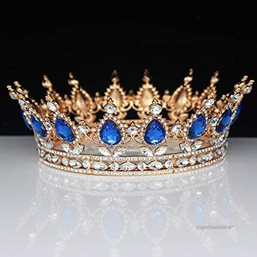 OKMIJN Vintage Bridal Tiara Crowns Gold Crystal Women Prom Hair Ornaments Wedding Bride Hair Jewelry Accessories