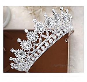 OKMIJN Vintage Leaf Bridal Tiaras Crown Silver Plated Rhinestone Crystal Big Wedding Hair Accessories