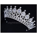 OKMIJN Wedding Bridal Crystal Tiara Crowns Pageant Prom Rhinestone Silver Tiara Headband Wedding Hair Accessories