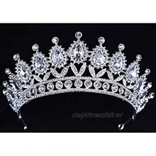 OKMIJN Wedding Bridal Crystal Tiara Crowns Pageant Prom Rhinestone Silver Tiara Headband Wedding Hair Accessories
