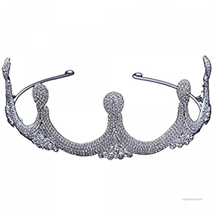 OKMIJN Wedding Prom Bridal Crown Rhinestone Crystal Decor Headband Veil Tiara