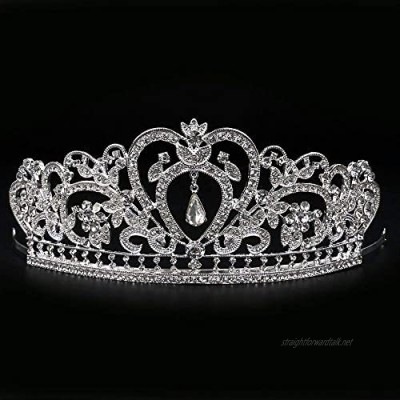 OKMIJN Wedding Tiara Crystal Rhinestones Tiara Crown Pageant Crown Silver