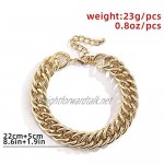 1 Pair Cuban Link Chain Ankle Bracelet Punk Chunky Anklet Adjustable Thick Anklets Beach Barefoot Foot Jewelry Accessories Gifts for Women Girls Men Silver Gold Color
