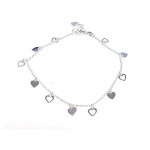 10 Inch Solid & Cut-Out Heart Charms Sterling Silver Anklet/Ankle Bracelet/Ankle Chain - 925 Sterling Silver - Adjustable to 10 Inch/to 25 cm - Anklets for Women