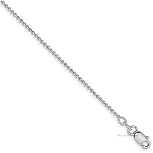 14ct White Gold 1.2mm Diamond-Cut Beaded Anklet Chain