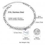 5mm Constellation Zodiac Sign Anklet (8.5 inches with 5cm entender) Stainless Steel/Gold Plated Figaro Ankel Bracelet with Charm Summer Beach Jewelry for Women Girls