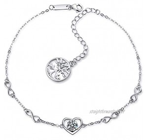 925 Sterling Silver Ankle Bracelets for Women Cute Charm Butterfly Anklets for Girls Gift Crosses Infinite Anklet