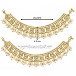 Aheli Set of 2 Indian Traditional Faux Kundan Designer Anklets Ethnic Wedding Fashion Jewellery for Women
