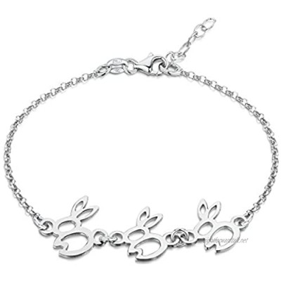 Amberta 925 Sterling Silver Adjustable Ankle Bracelet - Chain 9" to 10" inch - Flexible Fit