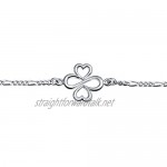 Ayllu Amulet Talisman Intertwine Symbol Heart Infinity Clover For Love Luck Unity Inspirational Charm Anklet For Women Teens .925 Sterling Silver Adjustable