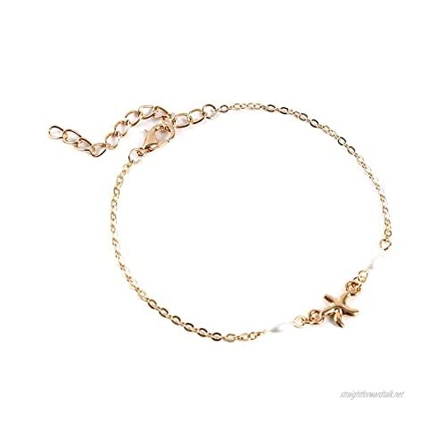 Bigsweety Boho Starfish Anklet Silver Ankle Bracelets Pearl Foot Chain Jewelry for Women and Girls