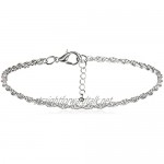 CAIRLEE Temperament Simple Twist Anklet Chain Small Butterfly Anklet For Women And Girls(Silver Color)