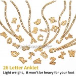 ChainsHouse 26 Letter Anklets for Women Gold Anklet with Initials Adjustable Figaro Chain Bracelets A-Z Alphabets Beach Accessories Foot Jewelry Gift for Her