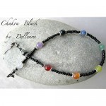 Dellenro ~ 9 Chakra Black ~ Handcrafted Gemstone Beaded Anklet Ankle Chain Ankle Bracelet 10.5 or Any Size