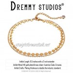 DREMMY STUDIOS Simple Gold Chain Anklet 14k Gold/Silver Plated Dainty Summer Beach Anklets for Women
