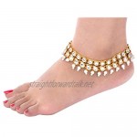 Efulgenz Indian Bollywood Crystal Rhinestone Faux Kundan Wedding Bridal Anklet Set (2 pc) Bracelet Payal Foot Jewellery