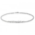 EVERU Sterling Silver Anklet Bracelet Sparkle Rope Italian Chain 9 10 11 inch Hypoallergenic Jewelry for Women