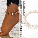 Fashband Gold Leaf Anklets Alooy Taseel Bead Summer Ankle Bracelet Boho Jewelry Beach Anklet Chain Adjustable for Women Girls Friends