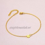FindChic Love Heart Anklet Anklet With Initial S Letter Resizable Gold Plated Stainless Steel Heart Pendant Anklet Jewellery For Women Girl Personalised Dainty Charm Foot Chain Anklet
