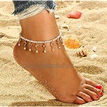 Finrezio 6Pcs Anklets for Women Girls Sexy Layered Charm Chain Foot Anklets Alloy Beach Jewelry Adjustable Gold