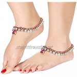 I Jewels 18k Gold Plated Indian Wedding Bollywood Bridal Designer Stone Payal/Foot Anklet for Women (A009Q)