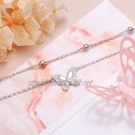 JZMSJF 925 Sterling Silver Butterfly Anklet Layered Anklets Jewelry Gifts for Women Teens