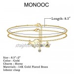 MONOOC Initial Ankle Bracelets for Women 14K Gold Plated Dainty Layered Horse Letter Anklet with Initials Cute Boho Summer Anklets Alphabet Ankle Bracelets for Women Teen Girls