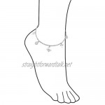 Multi Butterfly Dragonfly Flower Anklet Dangle Charm Ankle Bracelet For Women 925 Sterling Silver Adjustable 9-10 In