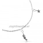 Nautical Multi Charm Dangle Starfish Crab Seahorse Seashell Anklet Ankle Bracelet For Women .925 Sterling Silver Adjustable 9 To 10 Inch With Extender