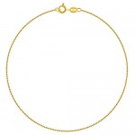 PLANETYS - 18K Yellow Gold Plated 925 Sterling Silver Diamond Cut Cable Chain Anklet Width: 1 mm