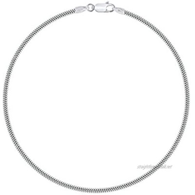PLANETYS - 925 Sterling Silver Rhodium Finishing Anklet Snake Chain 2 mm Width