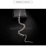 Sethexy Boho Crystal Anklet Bracelet Silver Tassel Wave Pendants Foot Chain Rhinestone Sandbeach Foot Jewelry for Women and Girls (1Pcs)