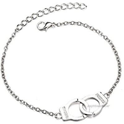 Sexy handcuffs Foot Chain H.eternal Women's Barefoot Sandal Beach Foot Bead Gold &Silver Chain Anklet Ankle Bracelet (Silver)