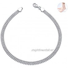 Silver Anklets for Women Sterling Silver 925 Bead Anklet Stylish Foot Jewellery Ladies 11" inch 28cm Women Jewellery Gifts Anklet Summer Beach (11 inch)