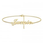Turandoss Personalized Name Ankle Bracelets for Women 14K Gold Filled Handmade Name Anklet Personalized Summer Ankle Bracelets for Women Girls Beach Gifts
