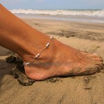 Yean Boho Anklet Turquoise Simple Foot Chain Beach Foot Jewelry for Women and Girls (Silver)