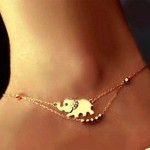 Yienate Beach Anklets Simple Elephant Rhinestones Multi-layer Anklet Foot Jewelry for Women and Girls