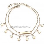 Zoestar Boho Double Star Anklet Gold Bar Ankle Bracelet Chain Fashion Foot Jewelry for Women and Girls