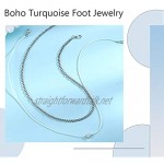 Zoestar Boho Layered Anklet Silver Heart Ankle Bracelet Beach Foot Jewelry for Women and Girls