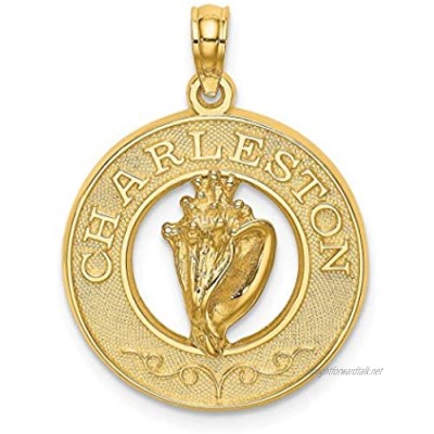 14ct Gold Char Pendant Necklaceleston Round Frame With Conch Shell Center Jewelry Gifts for Women